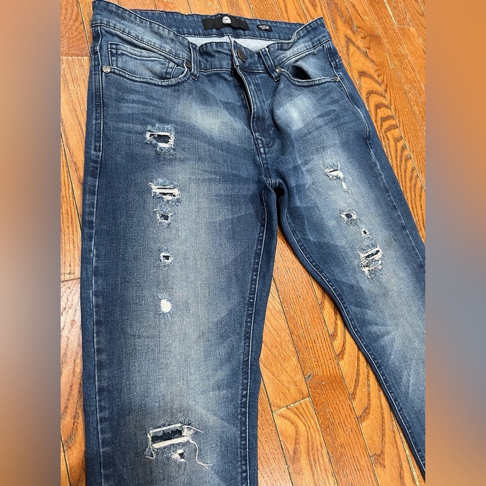 Jordan Craig Men's Distressed Dark Blue Skinny Jeans